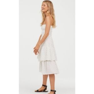 H&M Polka Dot Black White Ruffle Strapless Dress